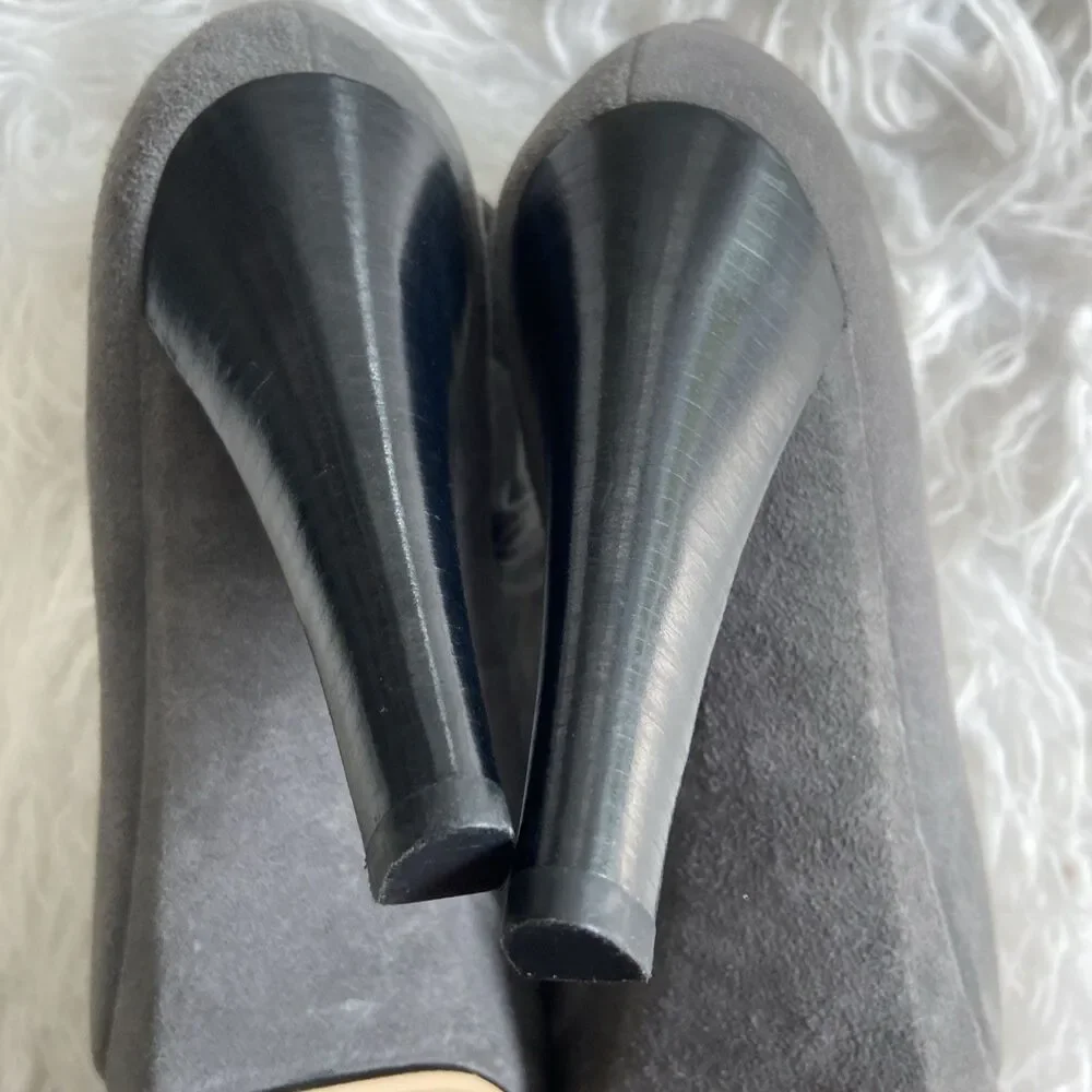 Michael Kors Womens Devenport Bootie Pump Size 9 Gray Suede Open Toe High Heel